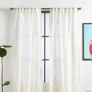 Pair Anthhropologie Manette Embroidered Curtain Panels